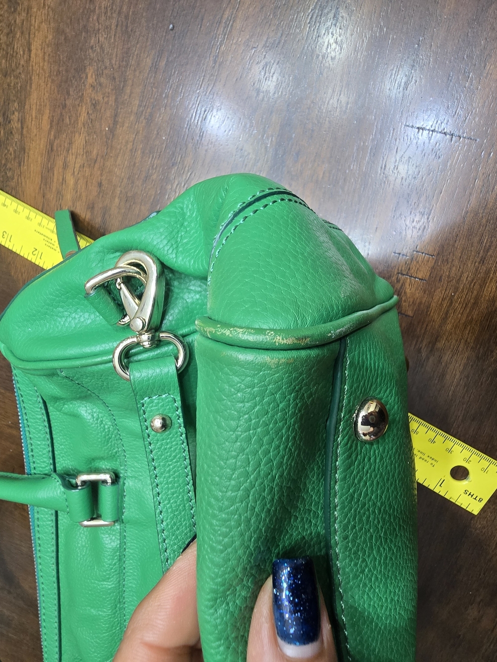 Green Leather Satchel Handbag - Unbranded - Picture 12 of 16